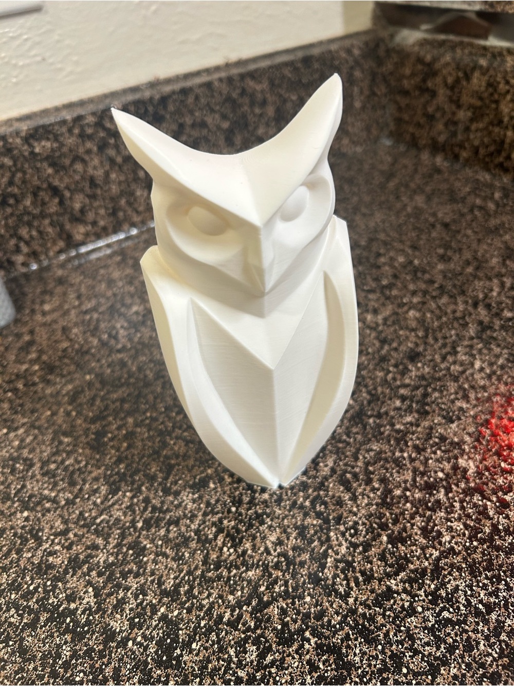 White Modern Geometric Owl Sculpture - Home Art Decor